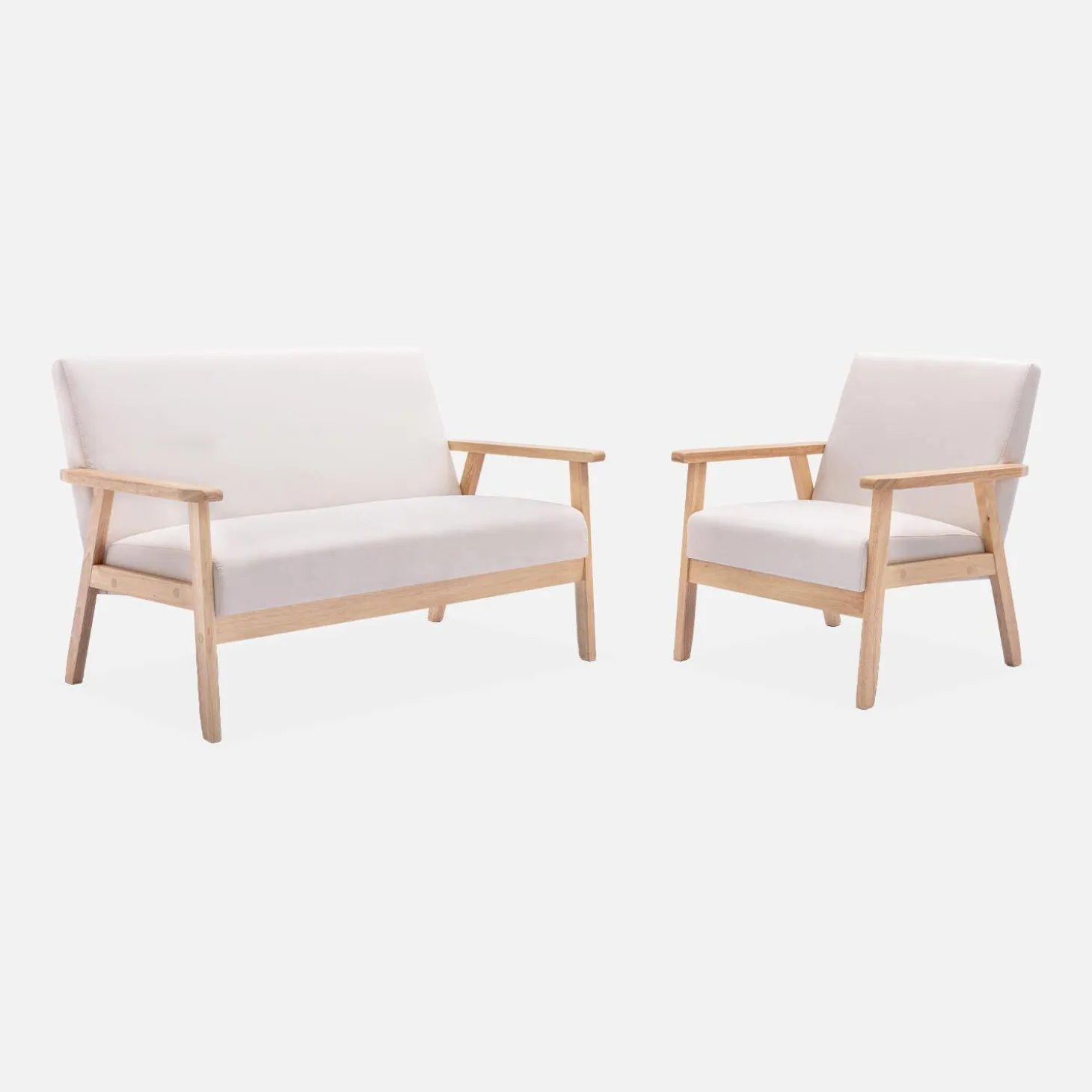 Sillón estilo escandinavo de madera y tela