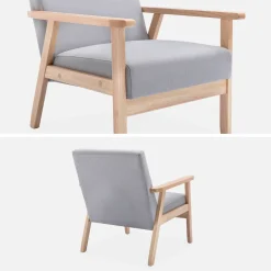 Sillón estilo escandinavo de madera y tela