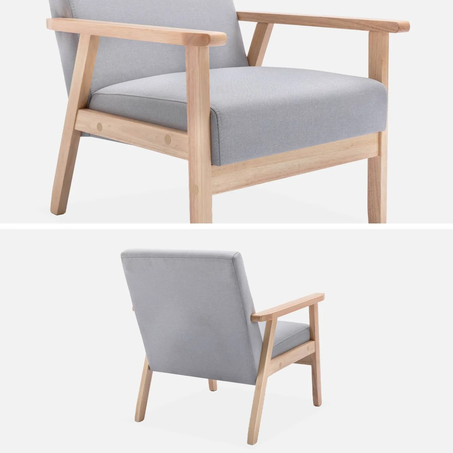 Sillón estilo escandinavo de madera y tela