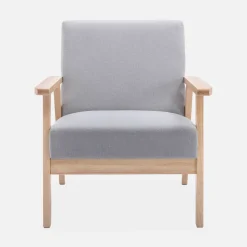 Sillón estilo escandinavo de madera y tela