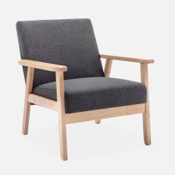 Sillón estilo escandinavo de madera y tela