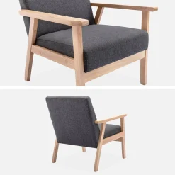 Sillón estilo escandinavo de madera y tela
