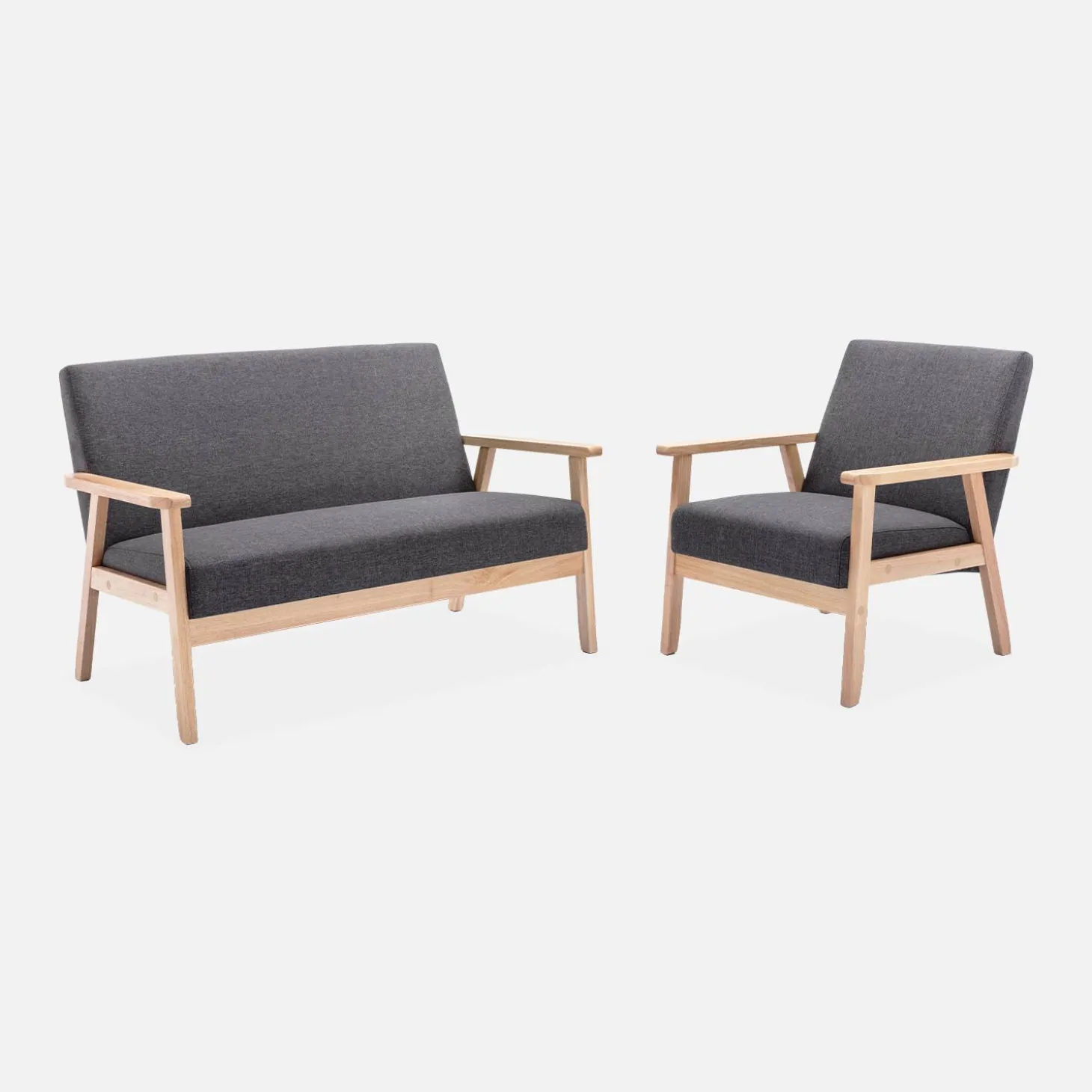Sillón estilo escandinavo de madera y tela