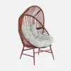 Sillón huevo de jardín de acero y resina trenzada