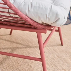 Sillón huevo de jardín de acero y resina trenzada