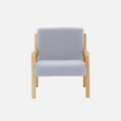 Sillón infantil escandinavo de madera y tela borreguito