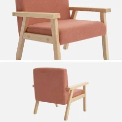 Sillón infantil escandinavo de pana y madera de caucho