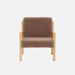 Sillón infantil escandinavo de madera y tela borreguito