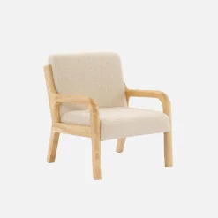 Sillón infantil escandinavo de madera y tela borreguito
