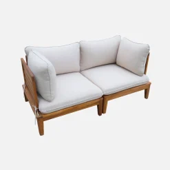 Sillón modular de jardín de madera de acacia con reposabrazos, 2 plazas