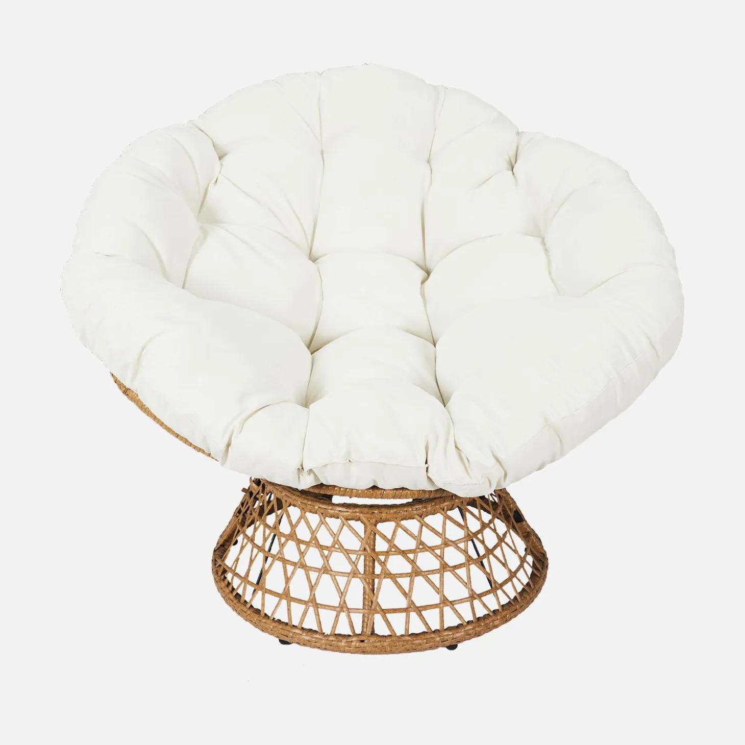 Sillón papasan giratorio en poliratán, para exterior/interior, 96cm