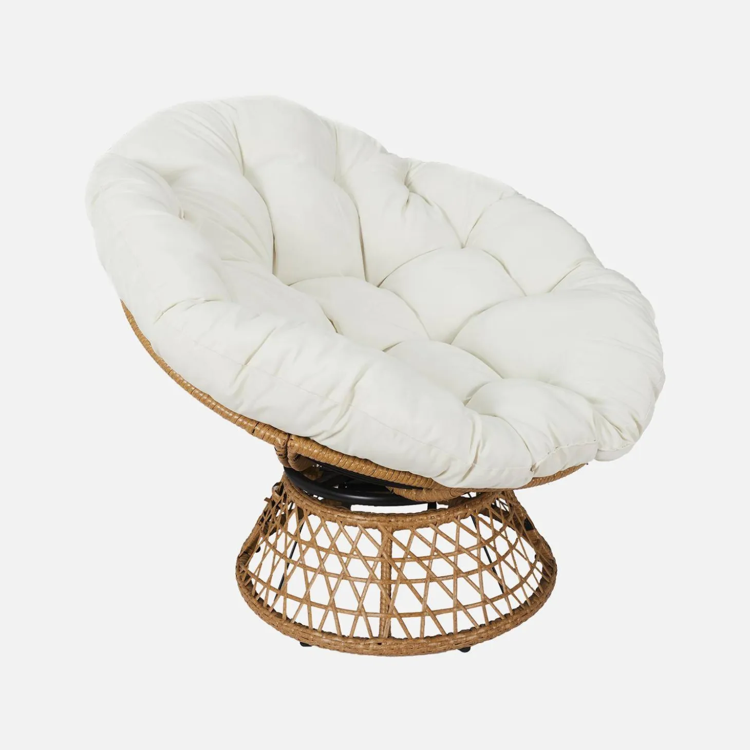 Sillón papasan giratorio en poliratán, para exterior/interior, 96cm