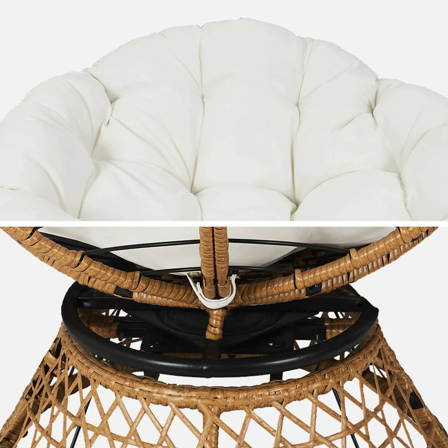 Sillón papasan giratorio en poliratán, para exterior/interior, 96cm