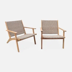 Sillón reclinable de madera y resina, set de 2