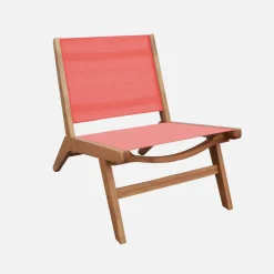 Sillón relax de madera de acacia y textilene, set de 2