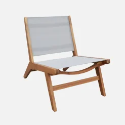 Sillón relax de madera de acacia y textilene, set de 2