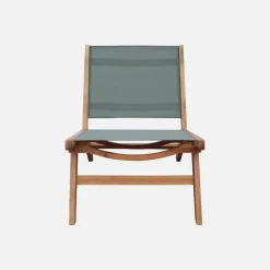 Sillón relax de madera de acacia y textilene, set de 2