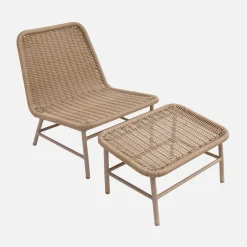 Sillón relax y reposapiés de aluminio y cuerda