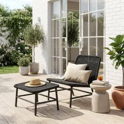 Sillón relax y reposapiés de aluminio y cuerda