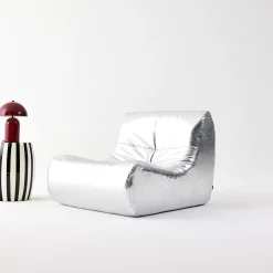 Sillón retro de cuero sintético, 1 plaza