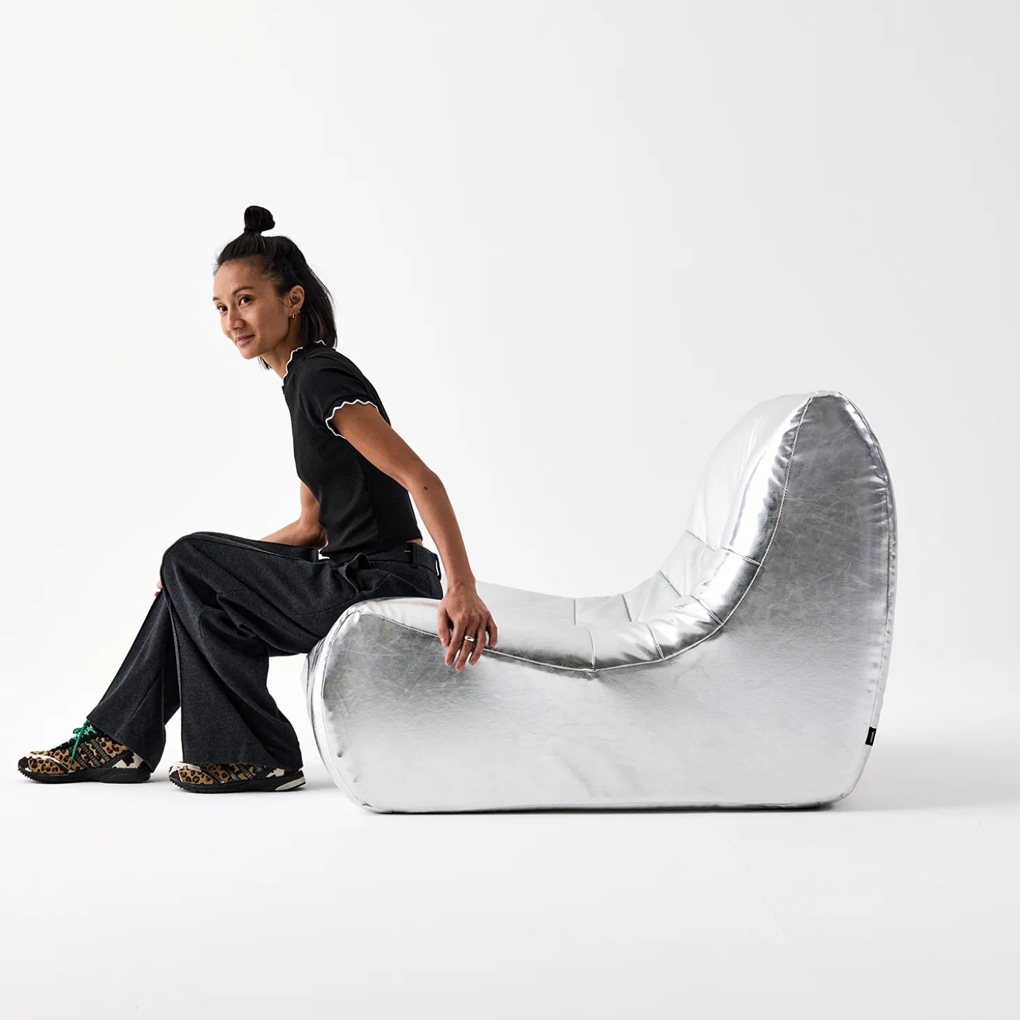Sillón retro de cuero sintético, 1 plaza