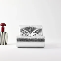 Sillón retro de cuero sintético, 1 plaza