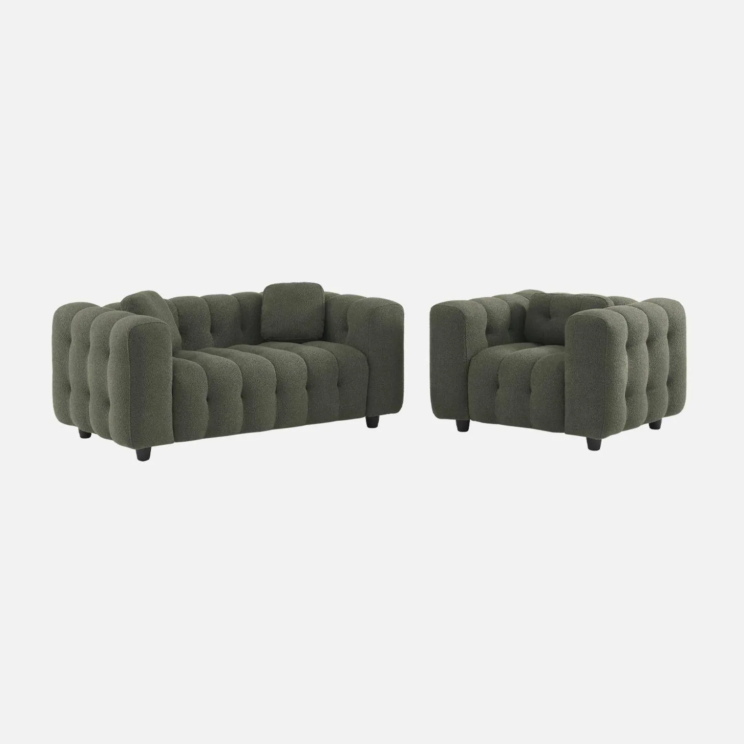 Sillón tapizado en tejido borreguito