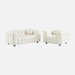 Sillón tapizado en tejido borreguito