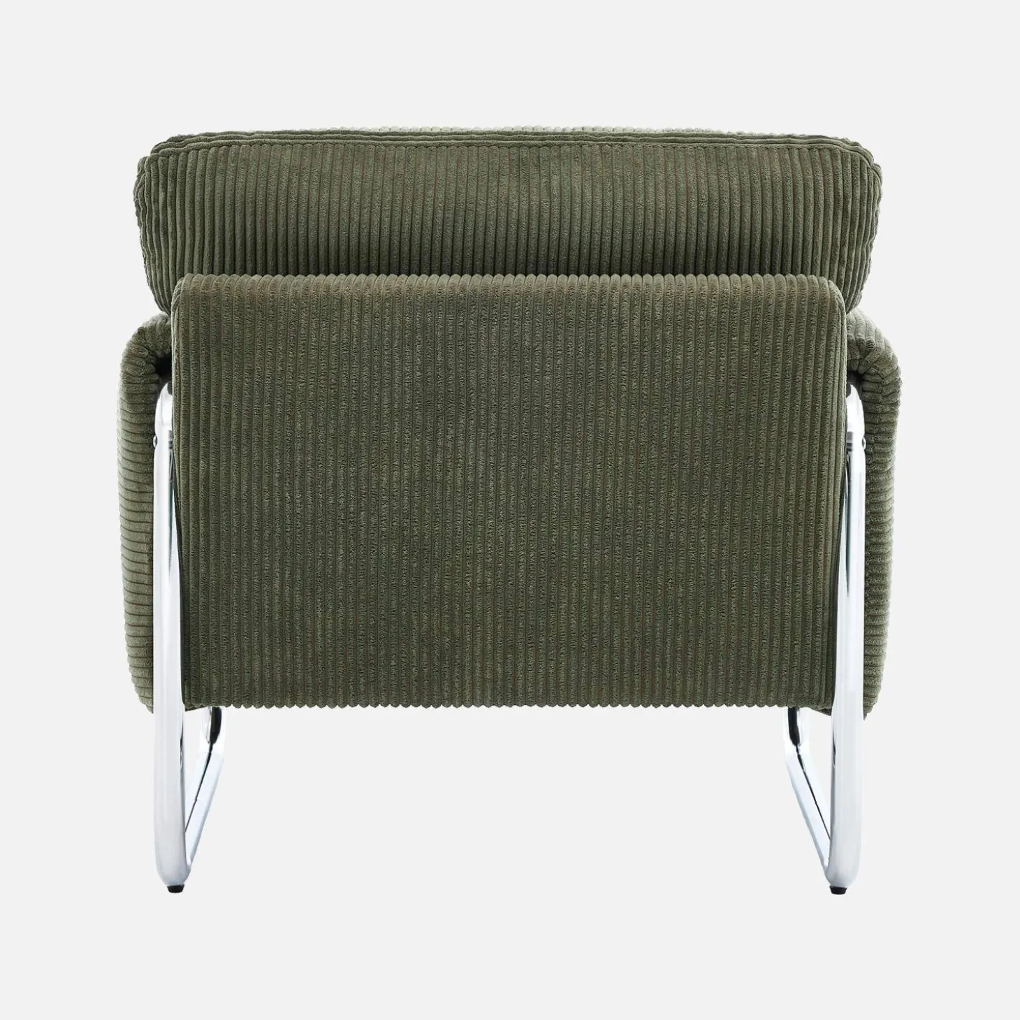 Sillón vintage de pana con estructura cromada