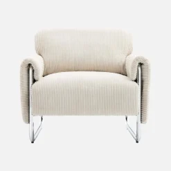 Sillón vintage de pana con estructura cromada