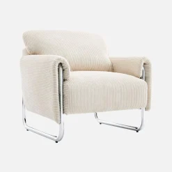Sillón vintage de pana con estructura cromada