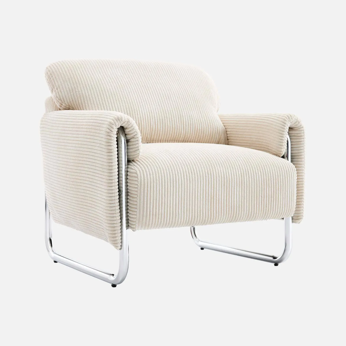 Sillón vintage de pana con estructura cromada