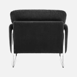 Sillón vintage de pana con estructura cromada