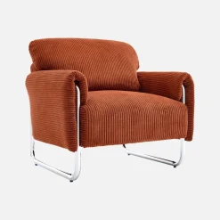 Sillón vintage de pana con estructura cromada