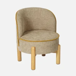 Sillón vintage infantil de madera de hevea y tela de chenilla