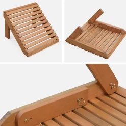 Sillones de madera con reposapiés, set de 2