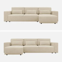 Sofá cama esquinero de tela chenilla, 3 plazas