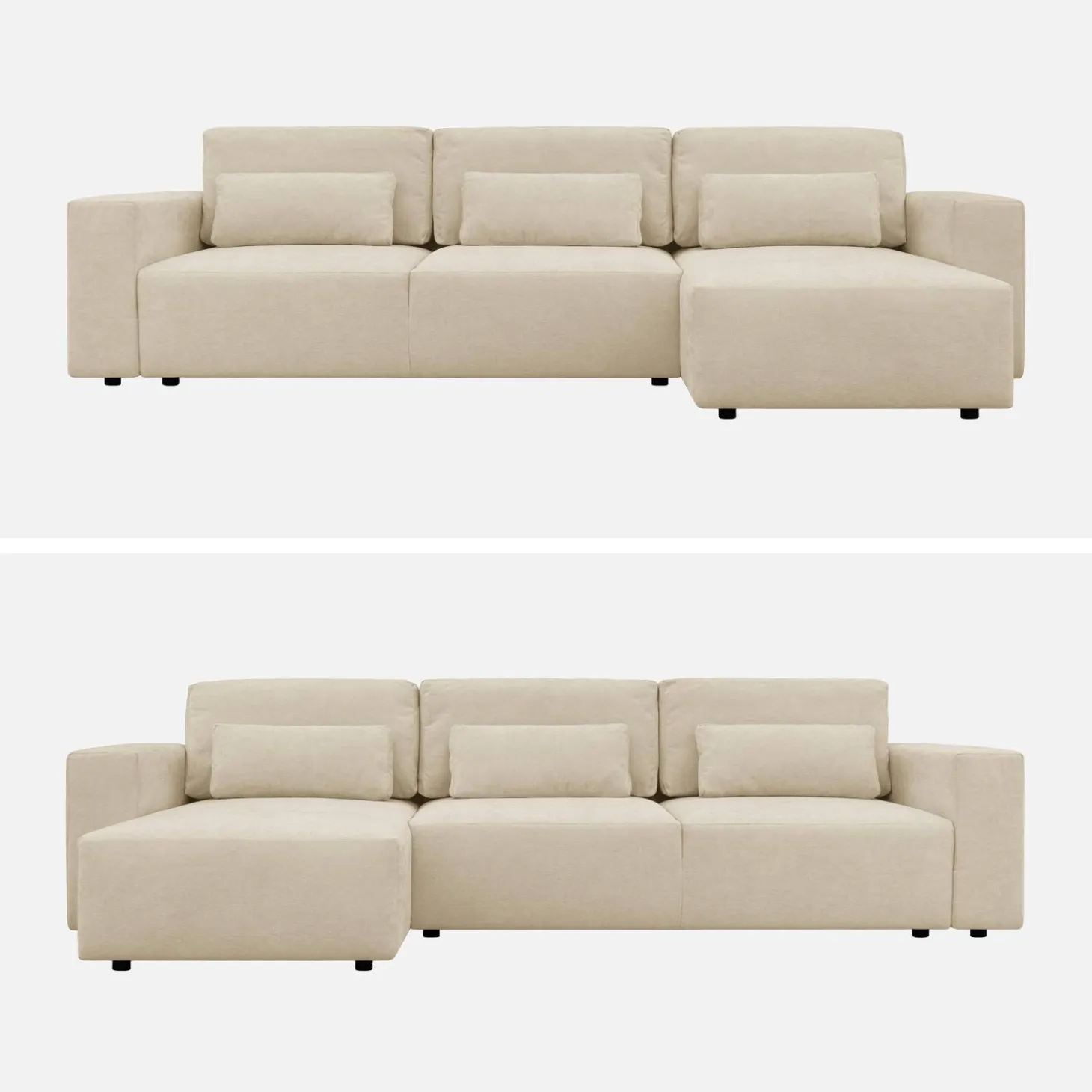 Sofá cama esquinero de tela chenilla, 3 plazas