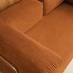 Sofá cama con futón plegable en pana y estructura cromada, 3 plazas
