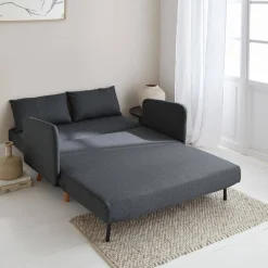 Sofá cama con patas de madera de 2 plazas