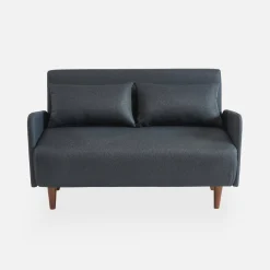 Sofá cama con patas de madera de 2 plazas