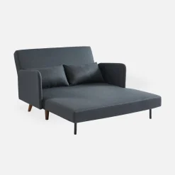 Sofá cama con patas de madera de 2 plazas
