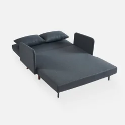 Sofá cama con patas de madera de 2 plazas