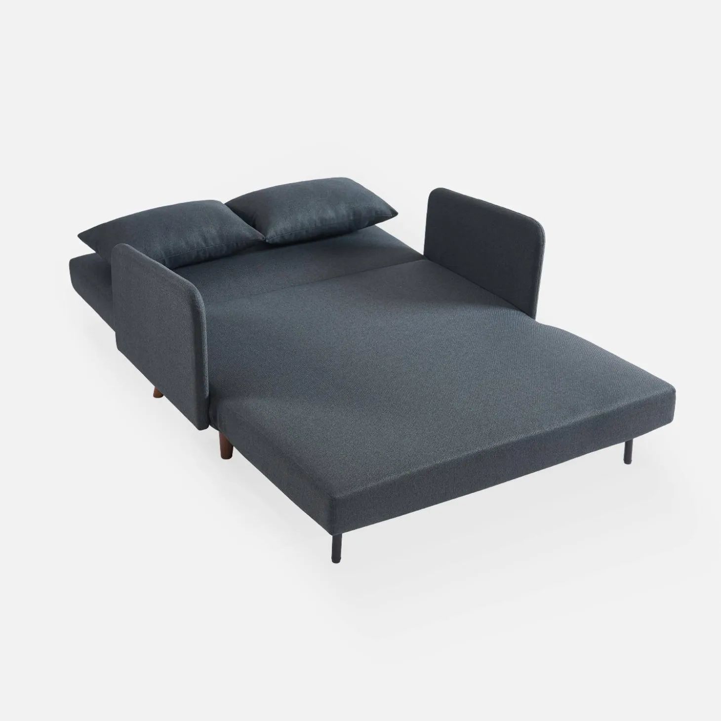 Sofá cama con patas de madera de 2 plazas