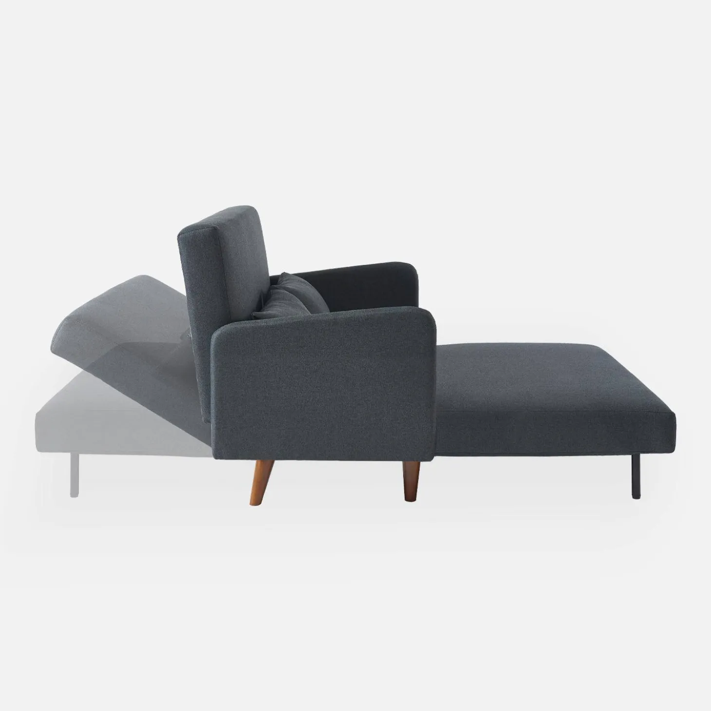 Sofá cama con patas de madera de 2 plazas