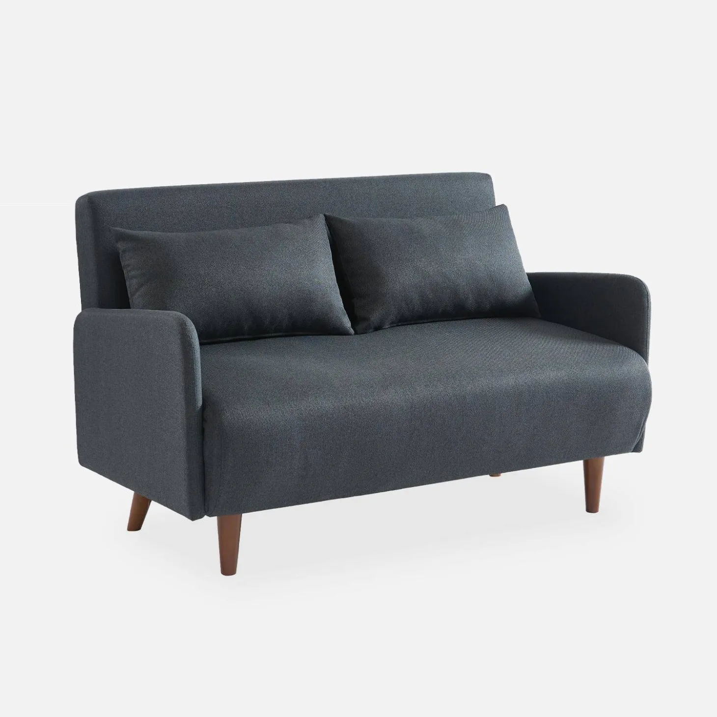 Sofá cama con patas de madera de 2 plazas