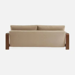 Sofá cama de 3 plazas con reposabrazos de madera