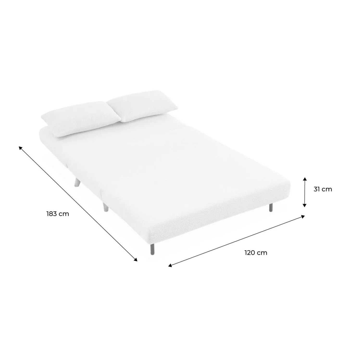 Sofá cama de borreguito, 2 plazas