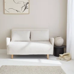 Sofá cama de borreguito blanco, 2 plazas