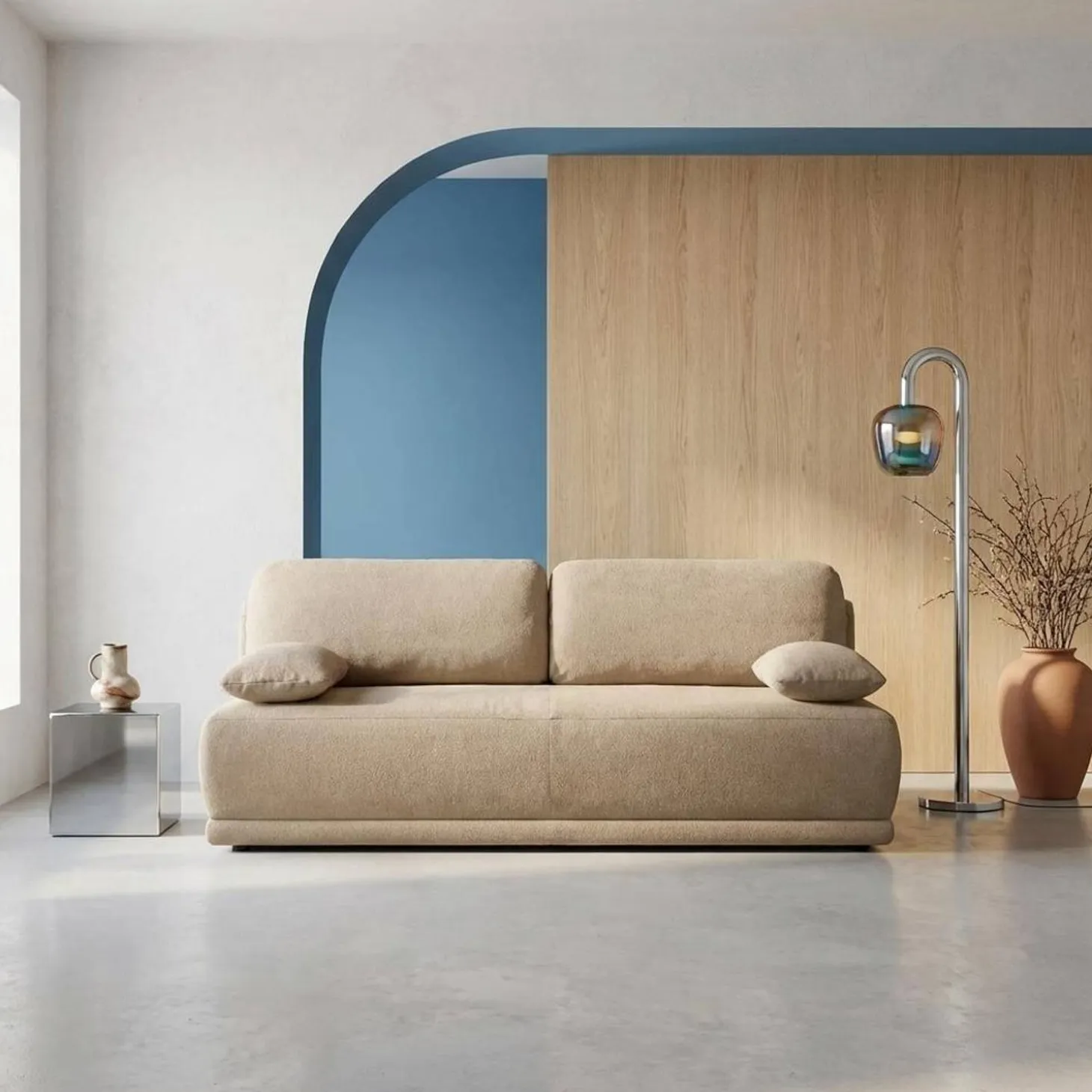 Sofá cama de chenilla, 3 plazas